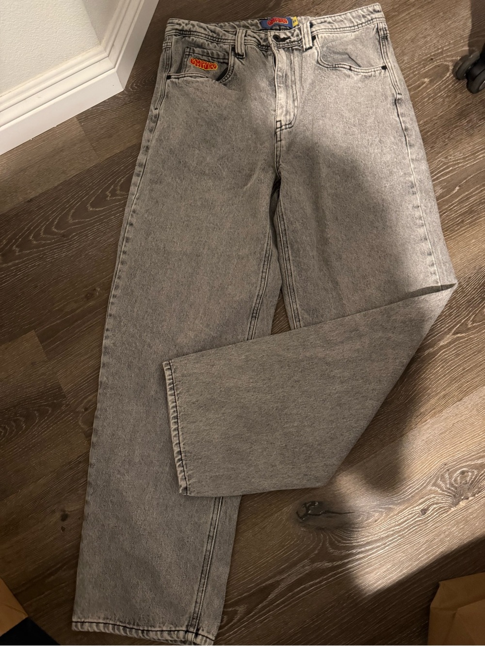 Empyre Gray Acid-Wash Relaxed Jeans